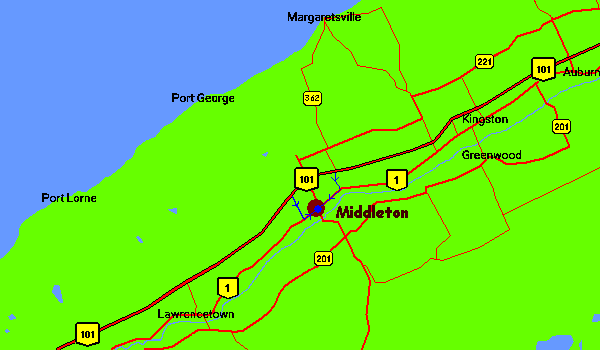 Location Map of the Middleton area