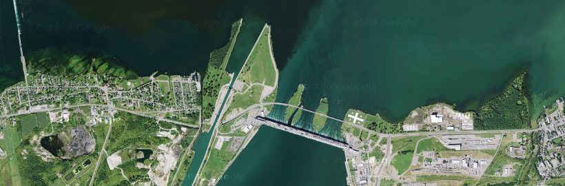 Google Maps Satellite Image of the Beauharnois Dam and Highway 132