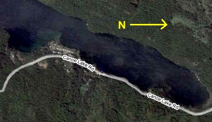 Google Map Satellite Image of the North End of Canoe Lake