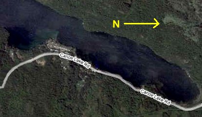 Google Map Satellite Image of the North End of Canoe Lake