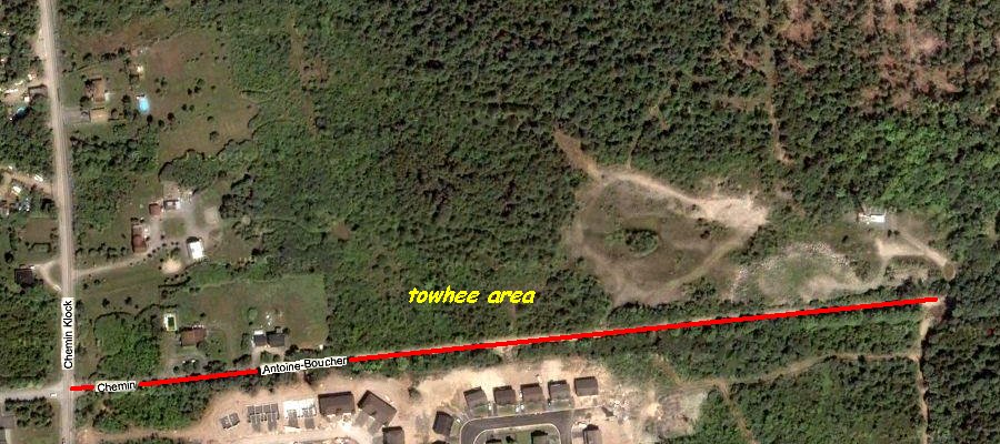 Google Satellite Image of the Chemin Antoine-Boucher east of Chemin Klock (Road) Area