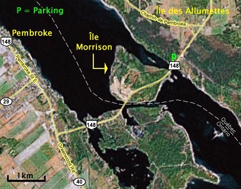 Google Satellite Image Map of the Île Morrison (Morrison Island) Area