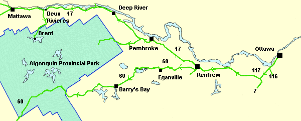 Ottawa to Algonquin Map