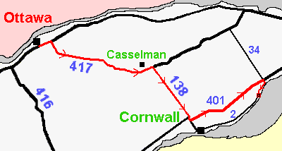 Ottawa to Cooper Marsh Route Map