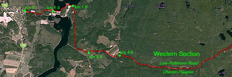 Google Satellite Map of the Low-Poltimore Road (Chemin Paugan) Area - Western Section