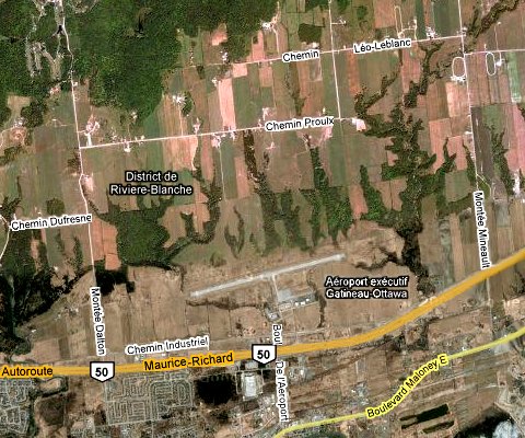 Google Satellite Map of Gatineau Airport Area
