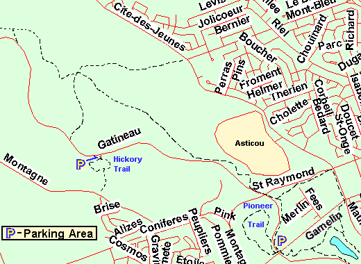 Map of Pioneers Trail area, Gatineau Park