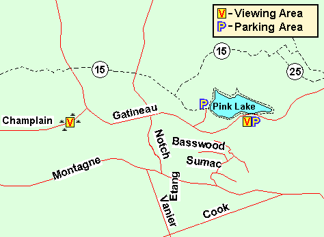 Map of the Champlain & Gatineau Parkways area, Gatineau Park