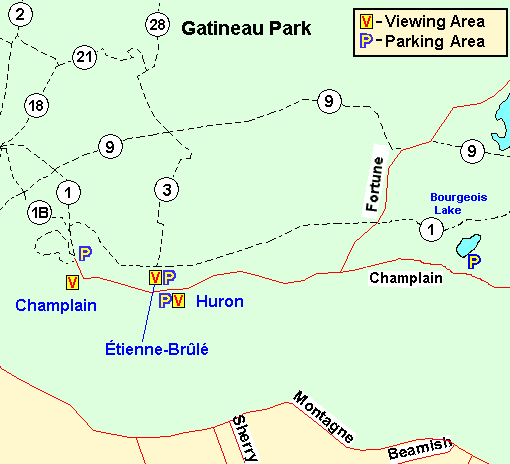 Map of the Étienne-Brûlé Lookout area, Gatineau Park