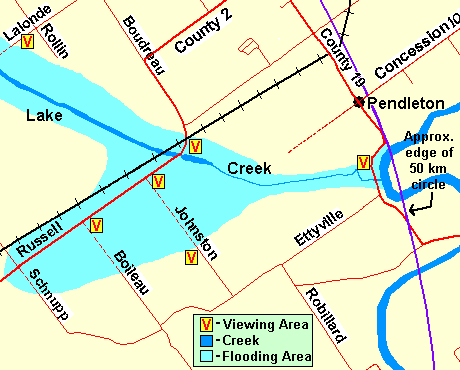 Map of Cobbs Lake Creek at the South Nation River area