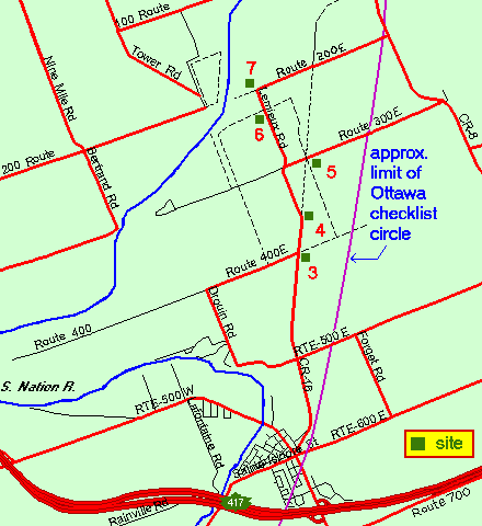 Map of Lemieux Road South of Route 200E Trails area