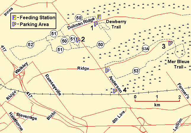 Map of Mer Bleue Boardwalk & Trail Area