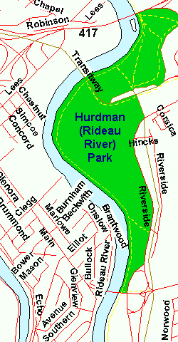 Map of Hurdman (Rideau River) Park