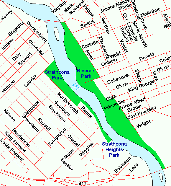 Map of the Riverain Park area