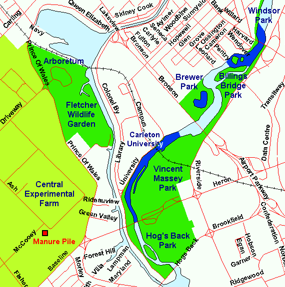Map of the Billings Bridge area