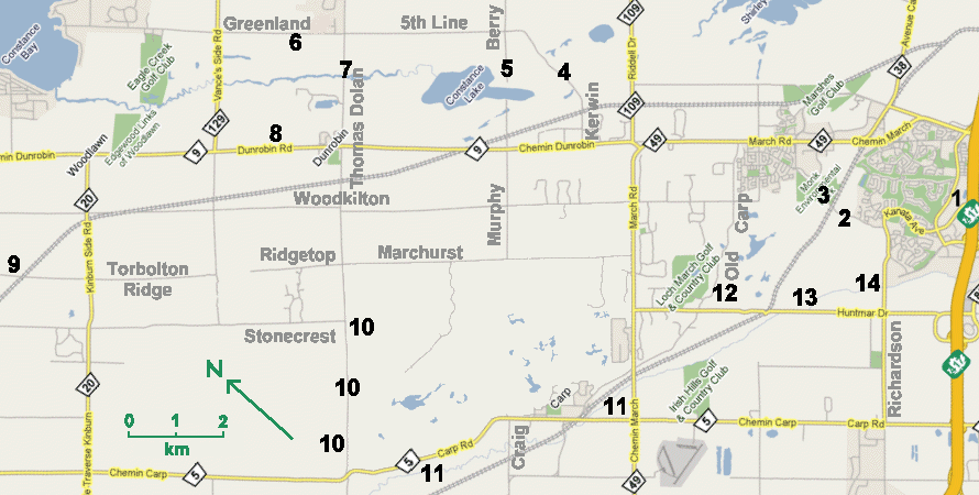 Google Map of Dunrobin & Carp Ridges