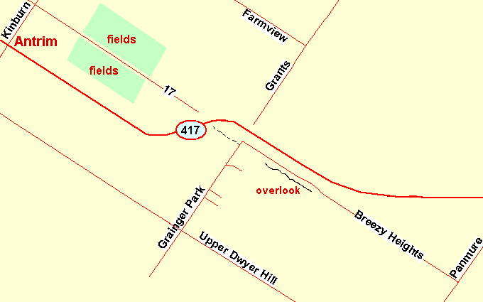 Map of the Breezy Heights Road area
