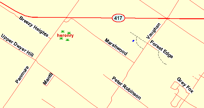 Map of the Panmure Road Heronry area