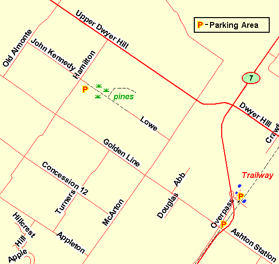 Map of the Trail SE of John Kennedy Road area
