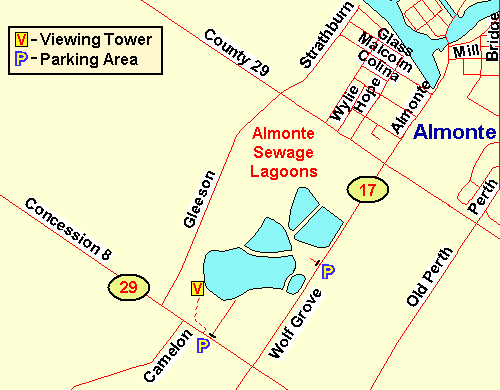 Map of the Almonte Sewage Lagoons area