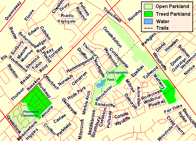 Map of the Centrepointe Park Area