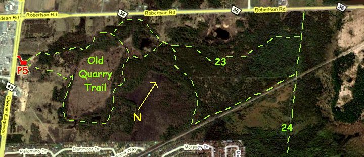 Google Satellite Map of the Old Quarry Trail Area