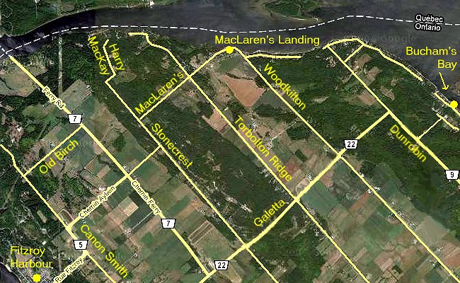 Google Satellite View of MacLaren's Landing Area