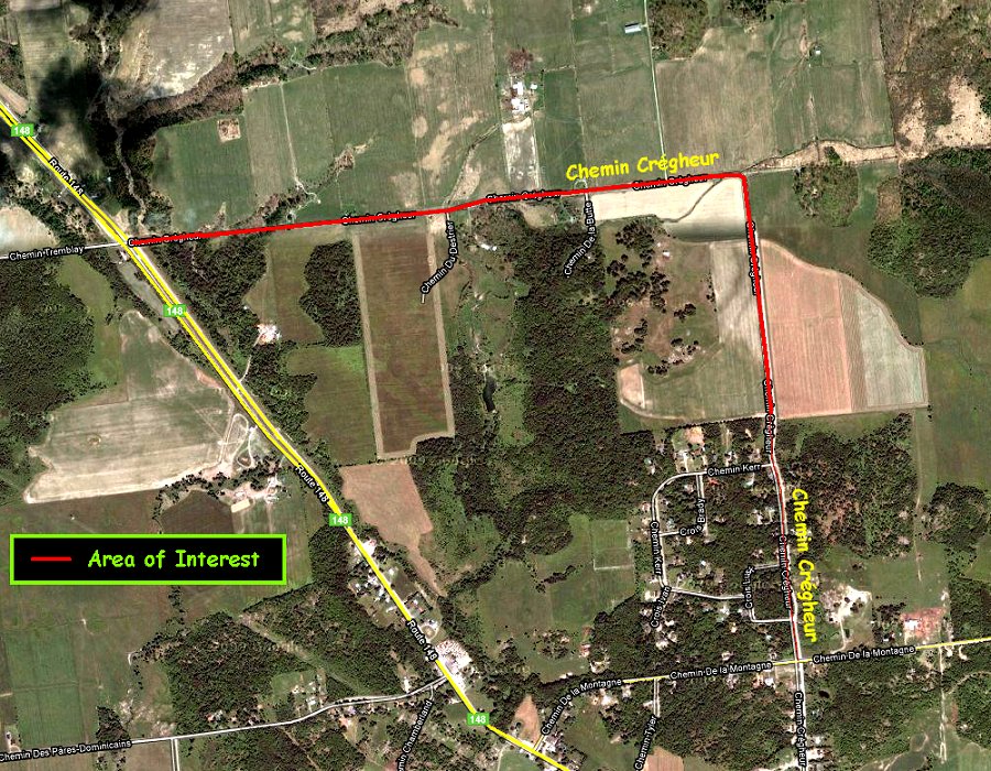 Google Satellite Image Map of the Chemin Crégheur Area