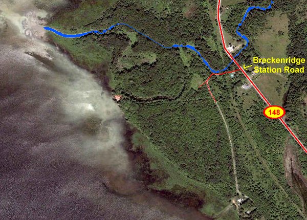 Google Satellite Image Map of the Breckenridge Creek Area