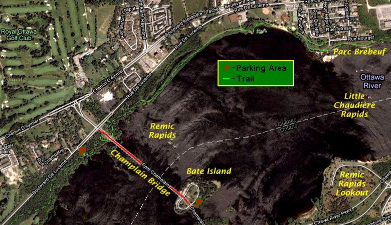 Google Satellite Map of Champlain Bridge Area